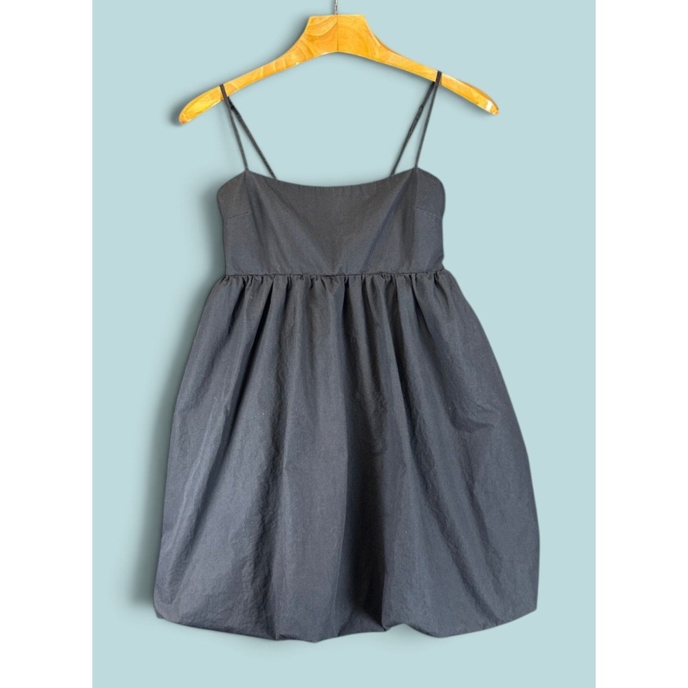 Aritzia Sunday Best Mini Bubble Hem Dress Womens M Black Babydoll Cotton Sexy